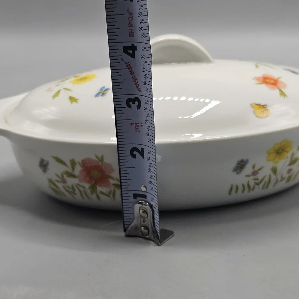 Country Flowers by Andrea Cookware Ceramic Oval Casserole Grandmacore Cottage